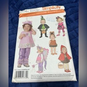 Simplicity 1774 - Unicorn, Witch, Red Riding Hood Cat costume patten 1/2 1 2 3 4